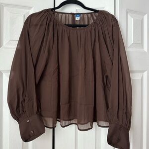 Old Navy  Brown Sheer Blouse